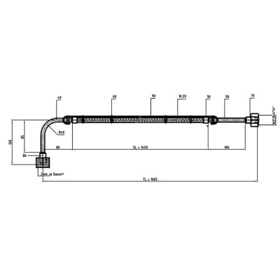 HD-Anschlussschlauch  O2 / 200bar, 1.500mm